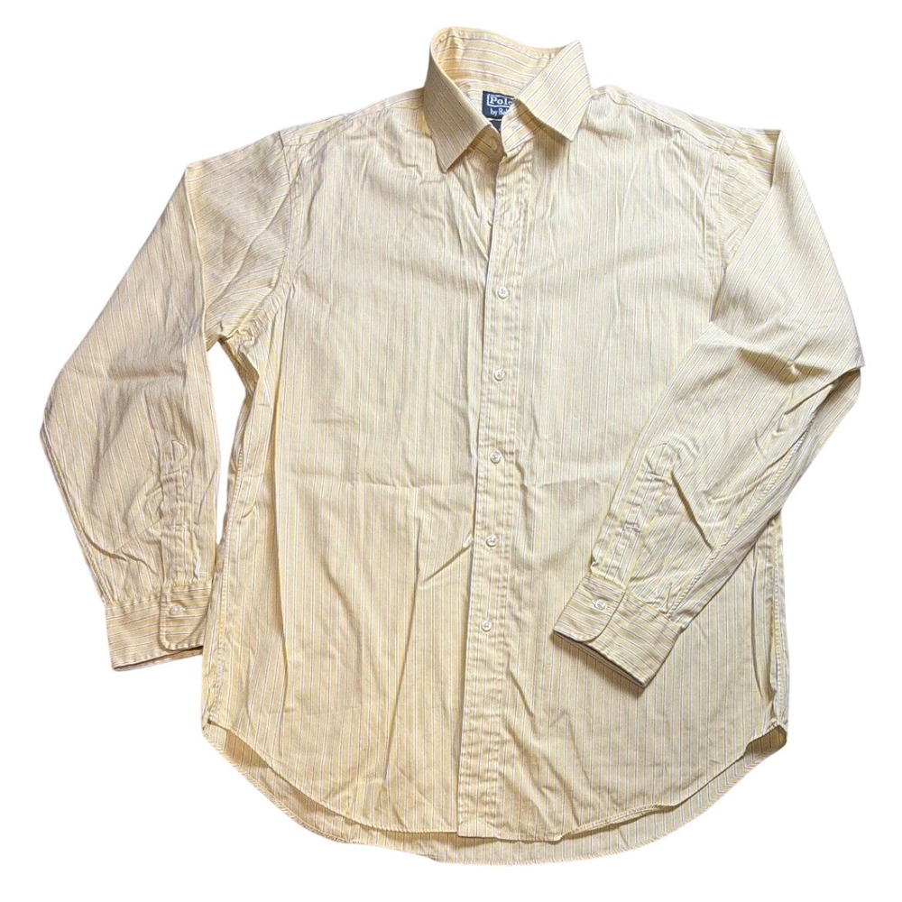 Polo Ralph Lauren Regent Classic Fit Yellow Striped Shirt 16.5 34/35 Mens-2399